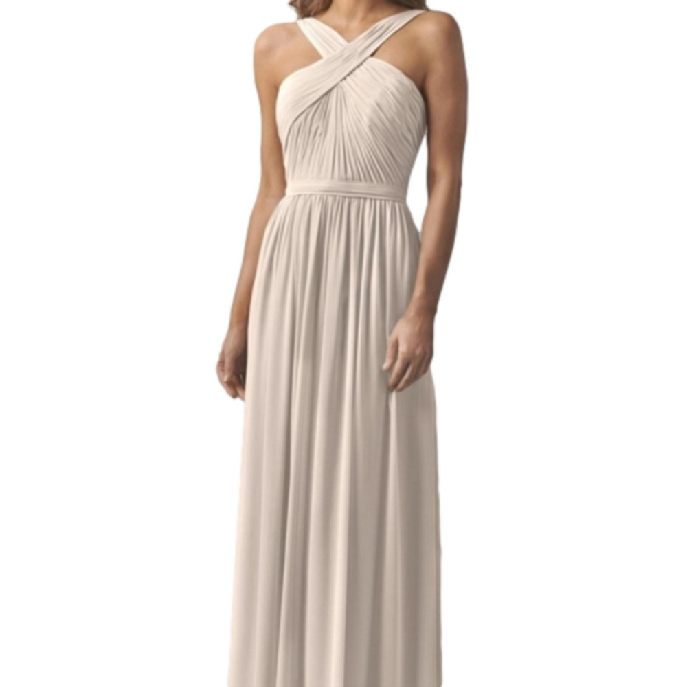 - NWT Watters & Watters Micah Cross-Front Halter Maxi Formal Bridesmaid Dr…